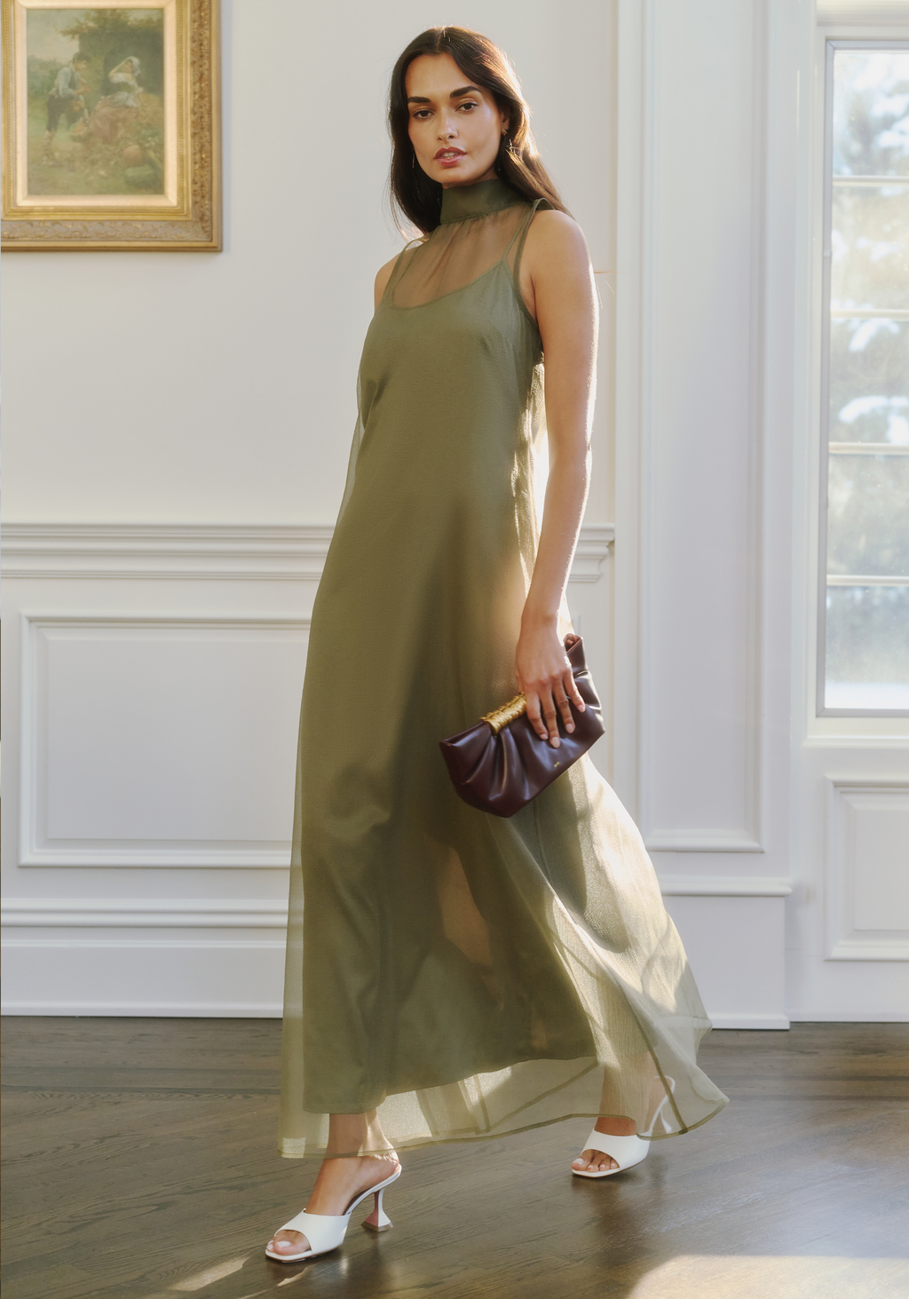Organza High Neck Maxi Dress