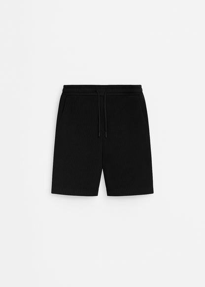 Loose Fit Cord Shorts - Black