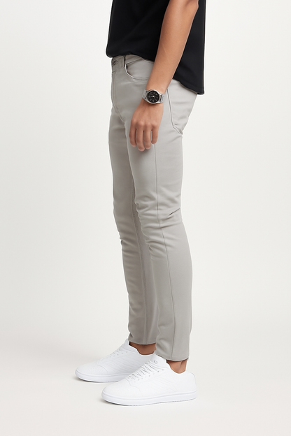 Slim-Fit Casual Solid Pants