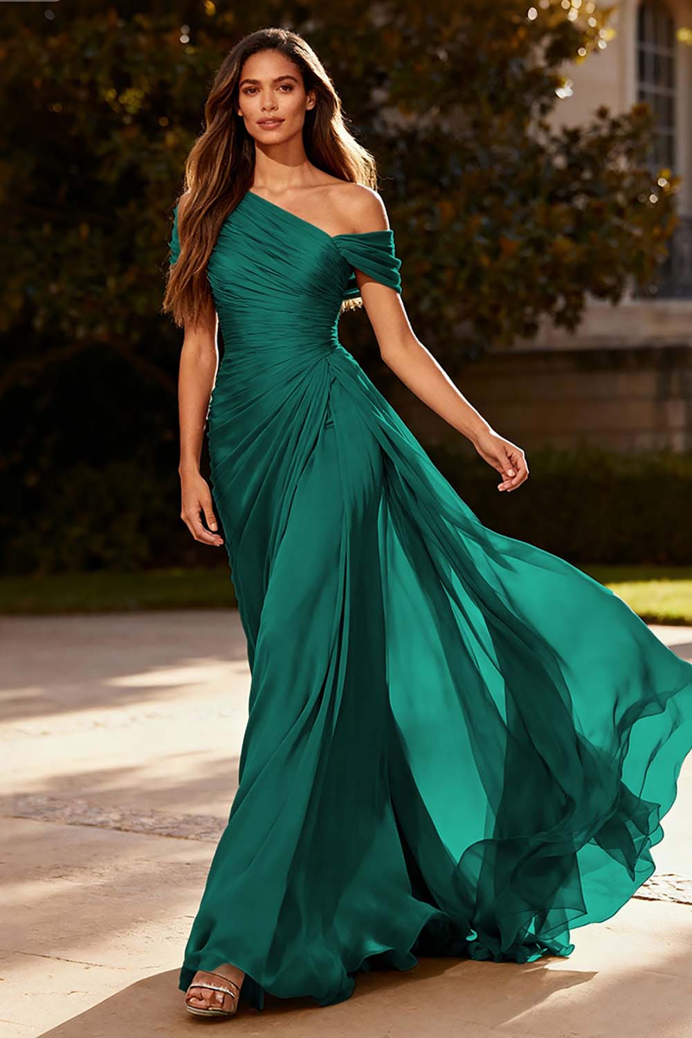 One Shoulder Chiffon Formal Dress