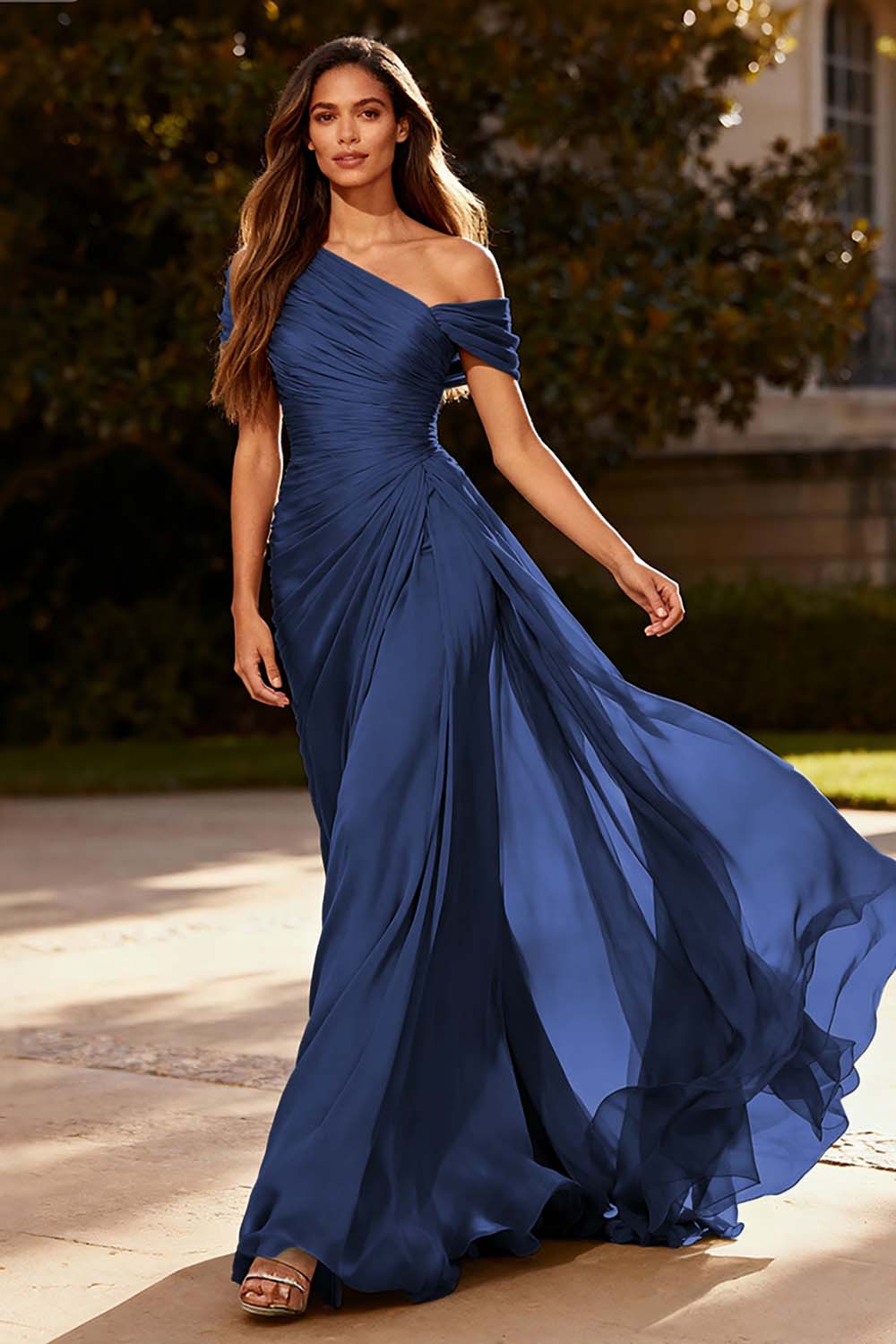 One Shoulder Chiffon Formal Dress