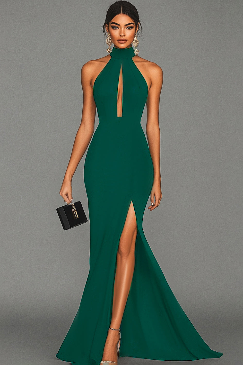 Halter Mermaid Satin Evening Dress