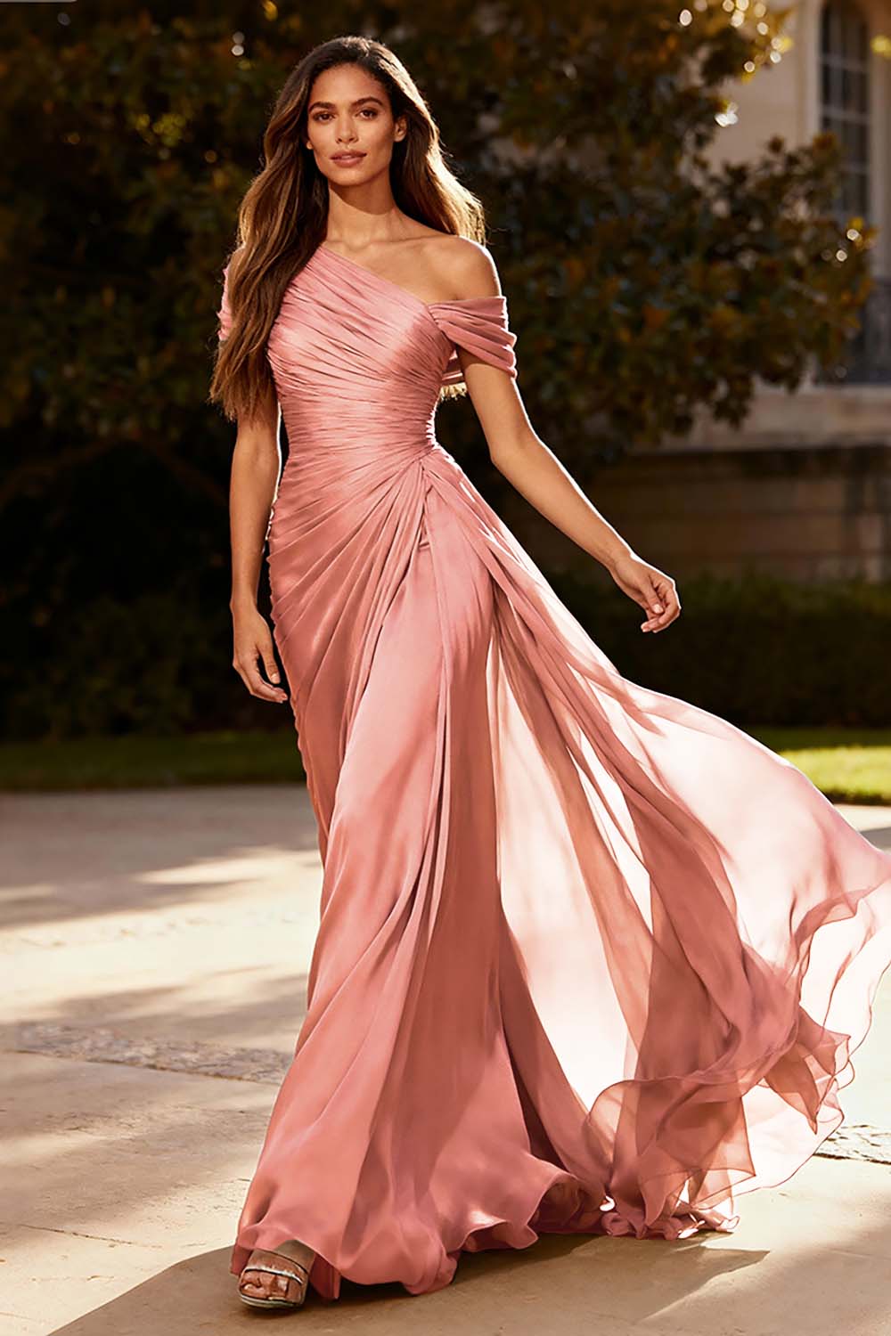 One Shoulder Chiffon Formal Dress