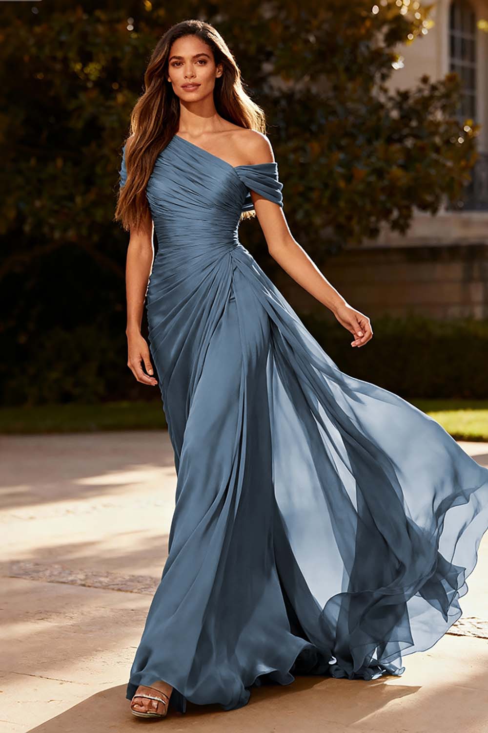 One Shoulder Chiffon Formal Dress