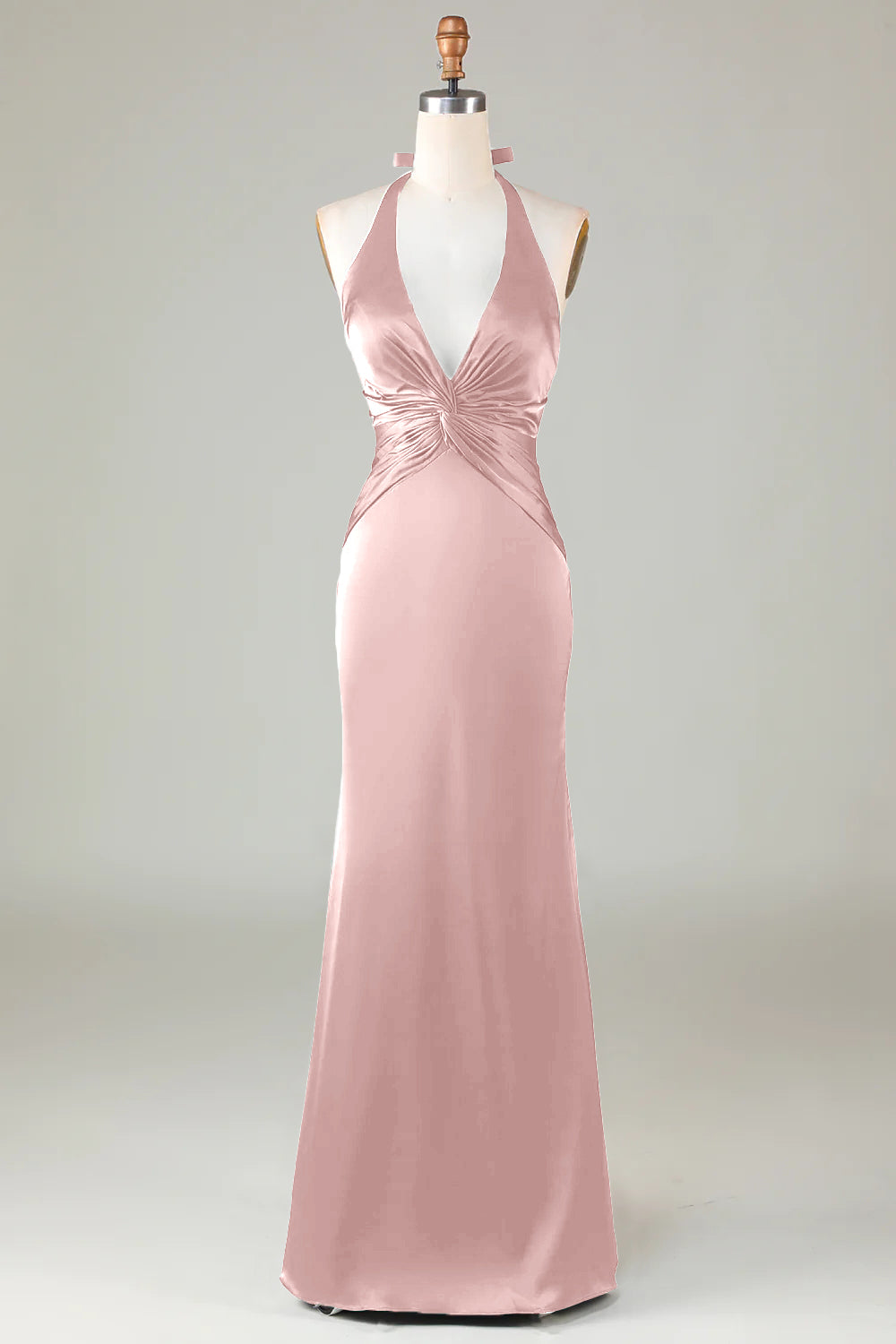 Halter Satin Bridesmaid Dress