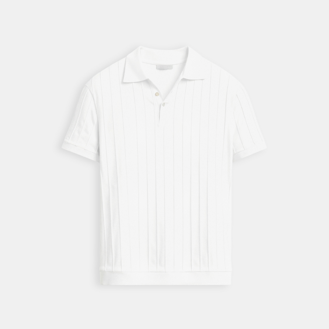 Vertical Striped Button Up Polo