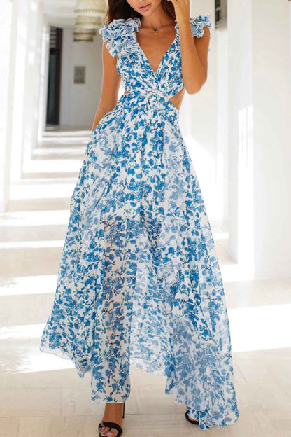 Isadora | Maxi Dress with Ruffled Hems and Cut-Outs