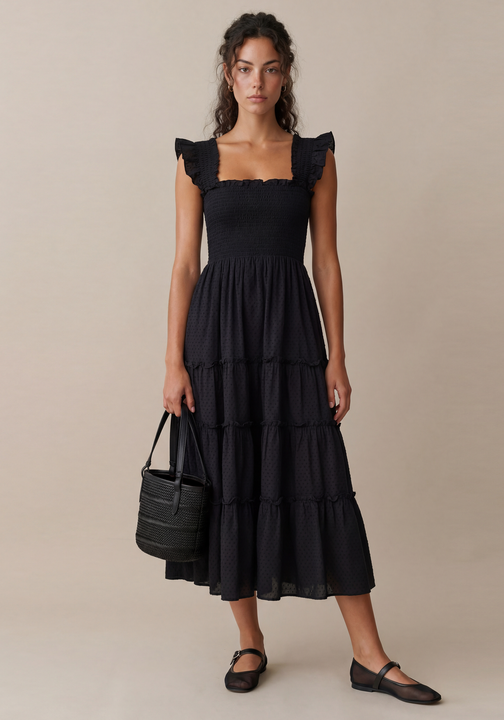 Smocked Ruffle Sleeve Maxi Dress