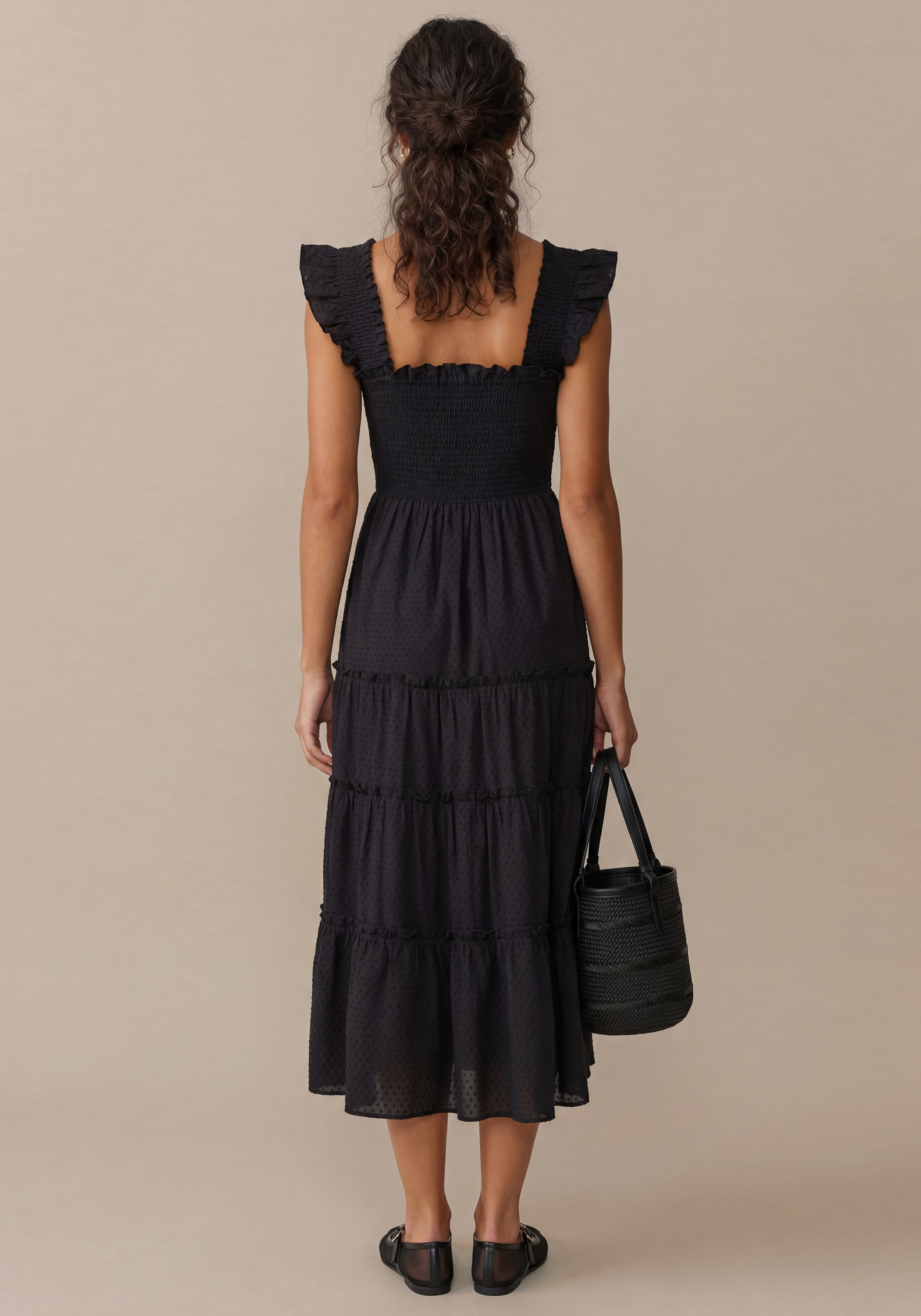 Smocked Ruffle Sleeve Maxi Dress