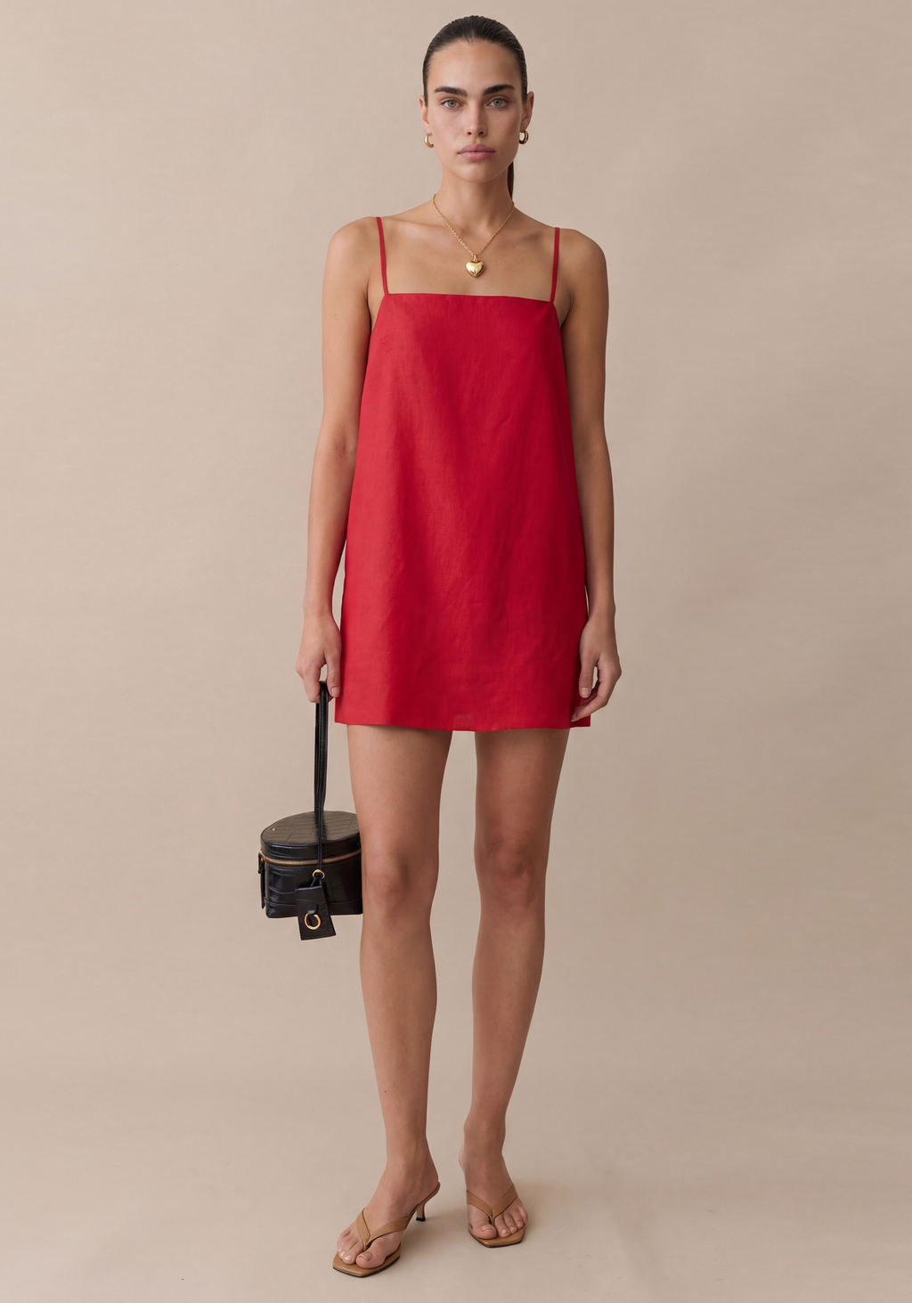 Linen Tie Strap Mini Dress