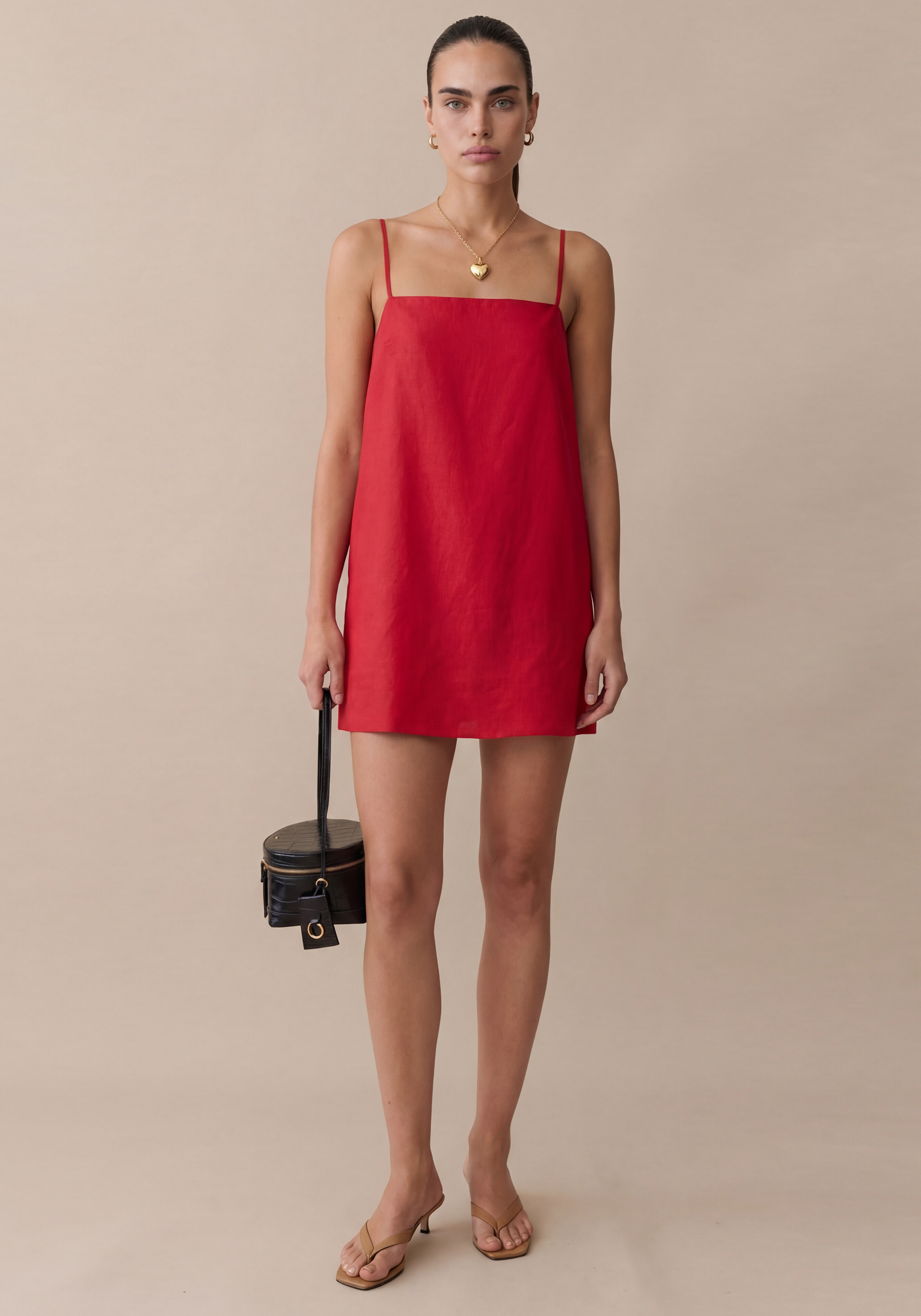 Linen Tie Strap Mini Dress