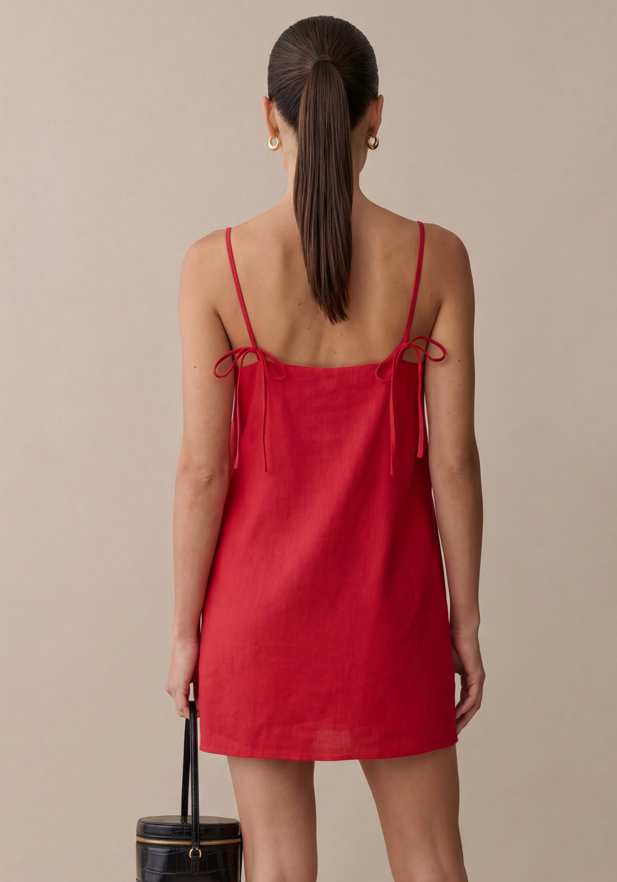 Linen Tie Strap Mini Dress
