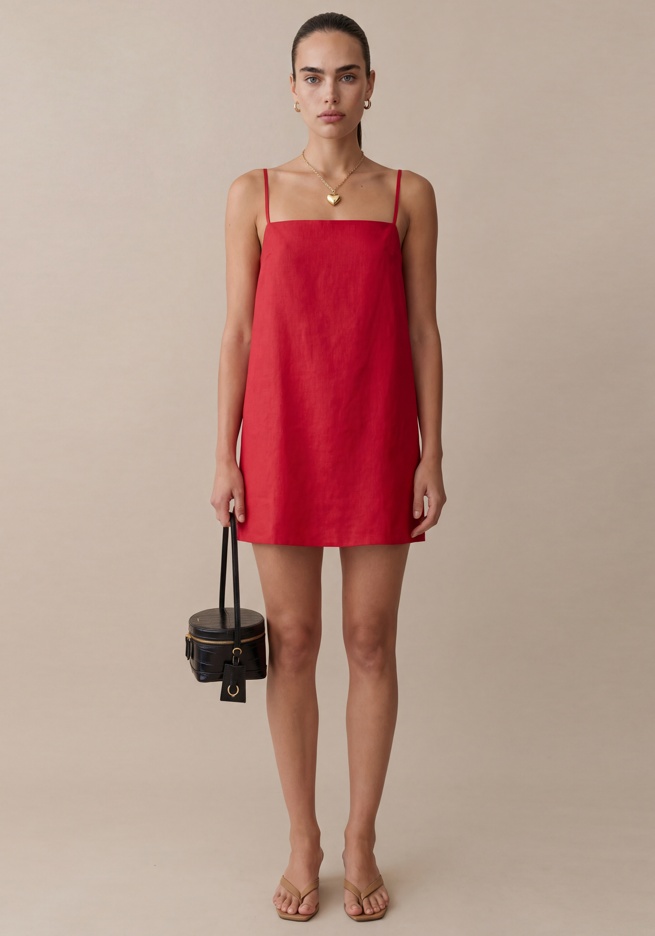 Linen Tie Strap Mini Dress