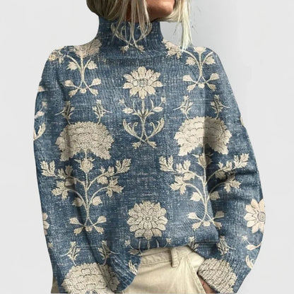 ELARA™ Vintage Floral Knit Sweater