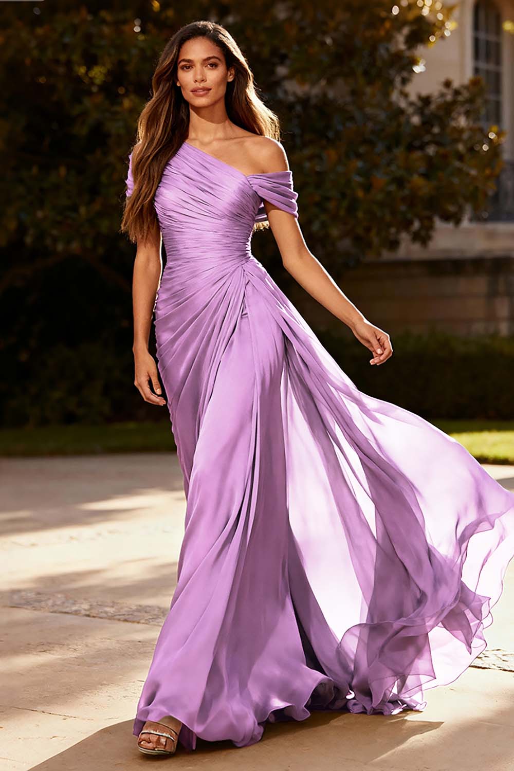 One Shoulder Chiffon Formal Dress