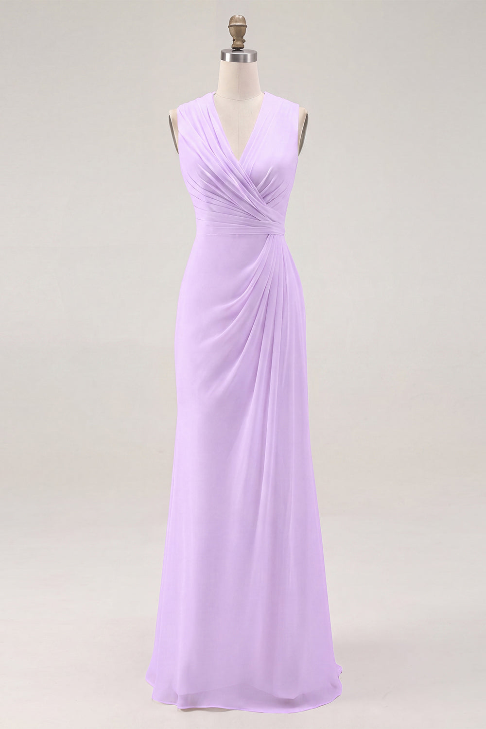 White Chiffon Sheath Ruched Sleeveless Long Rehearsal Dinner Dress