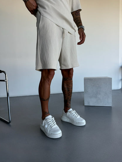 Loose Fit Cord Shorts - Grey