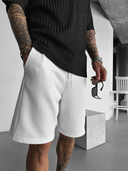 Loose Fit Cord Shorts - Grey