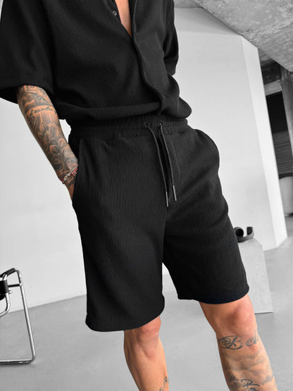 Loose Fit Cord Shorts - Grey