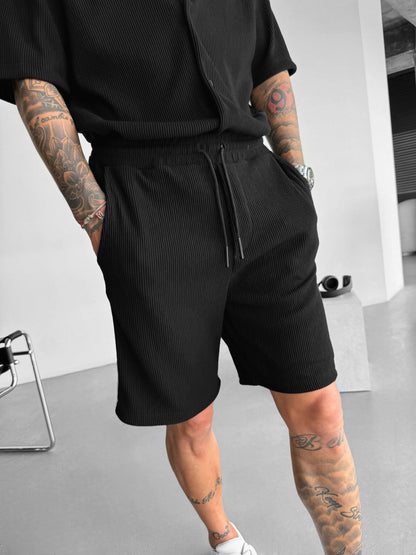 Loose Fit Cord Shorts - Dark Grey