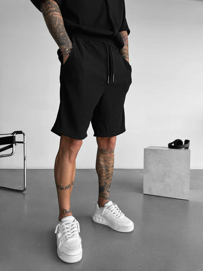 Loose Fit Cord Shorts - Grey