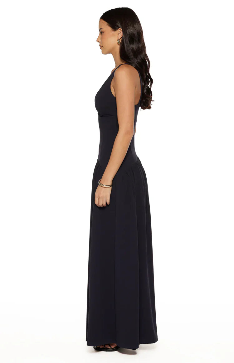 Navy Drop Waist Maxi Dress