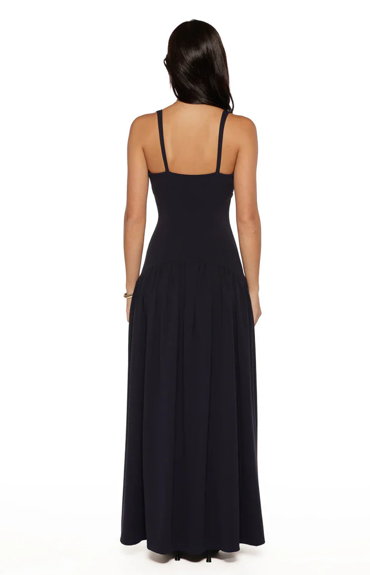 Navy Drop Waist Maxi Dress
