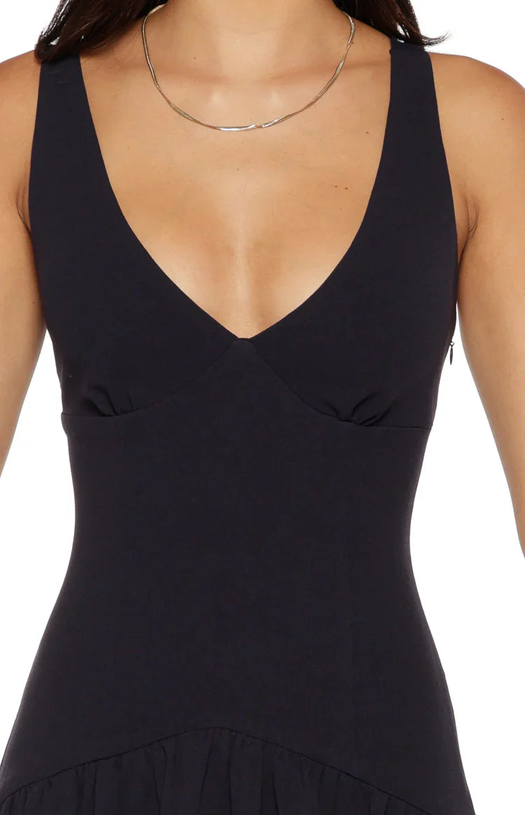 Navy Drop Waist Maxi Dress