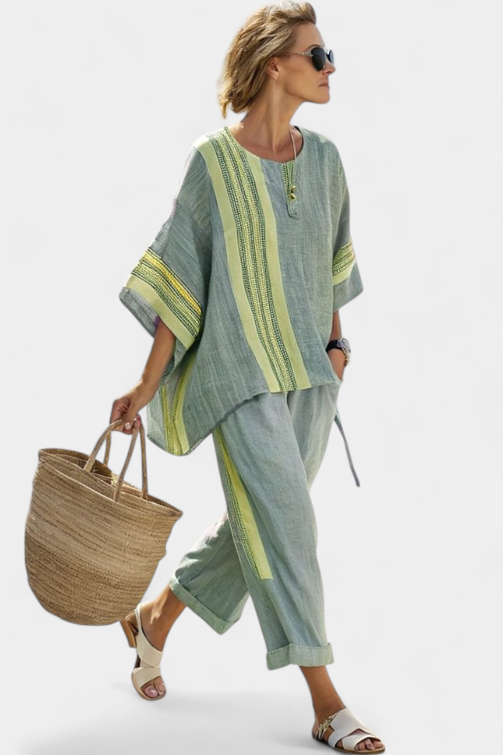 Striped Linen Two Piece Set