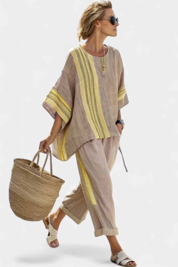 Striped Linen Two Piece Set