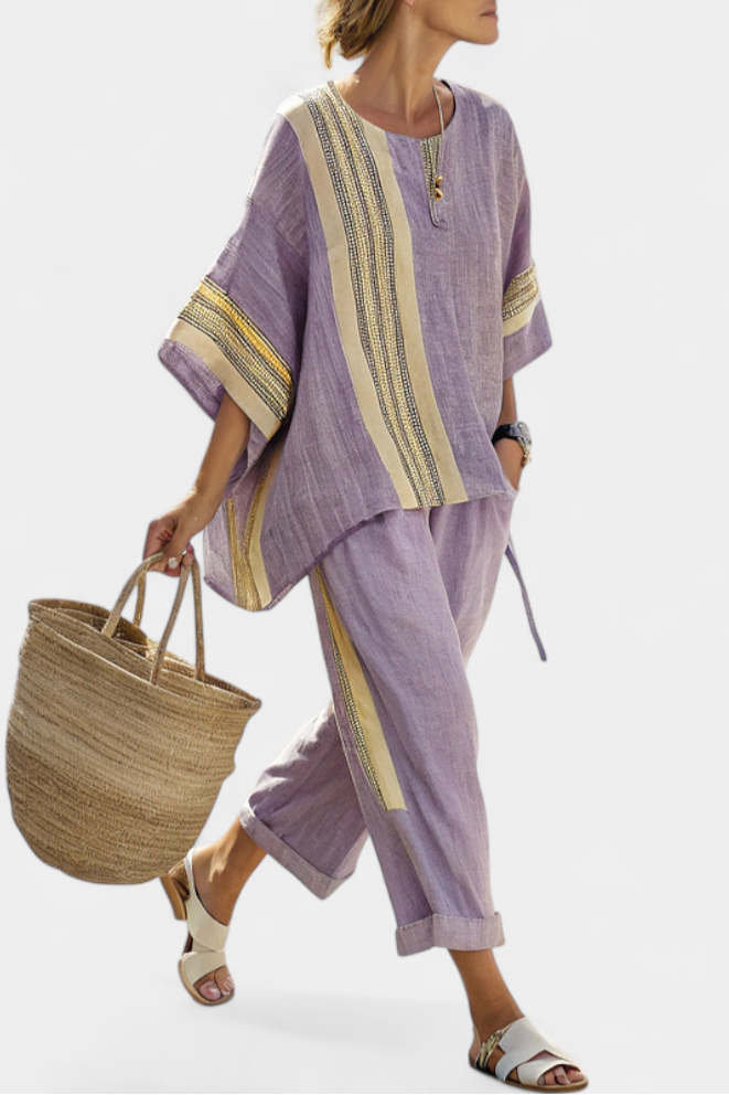 Striped Linen Two Piece Set
