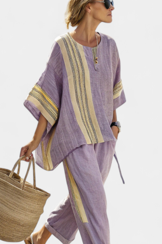 Striped Linen Two Piece Set