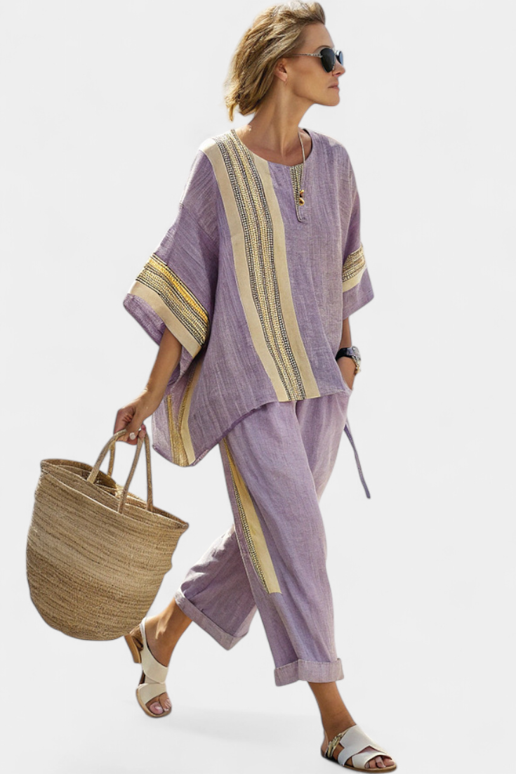 Striped Linen Two Piece Set