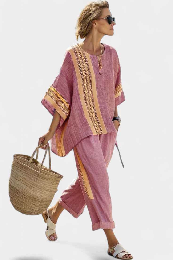 Striped Linen Two Piece Set
