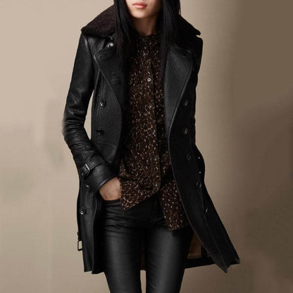 Maria - Elegant Leather Coat