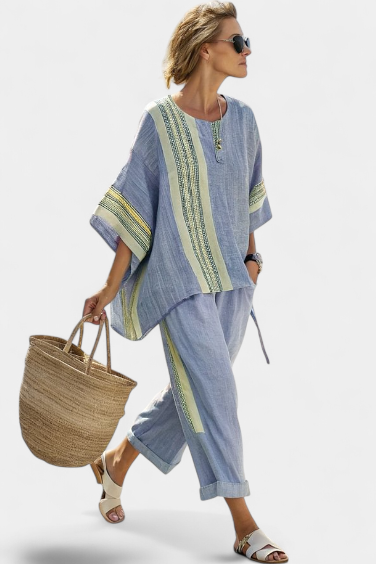 Striped Linen Two Piece Set