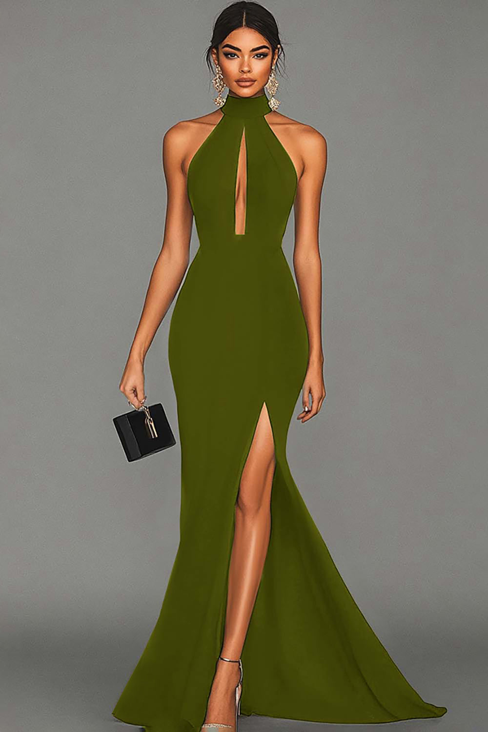 Halter Mermaid Satin Evening Dress
