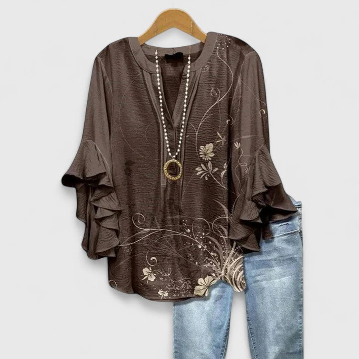 Floral Ruffle Sleeve Blouse
