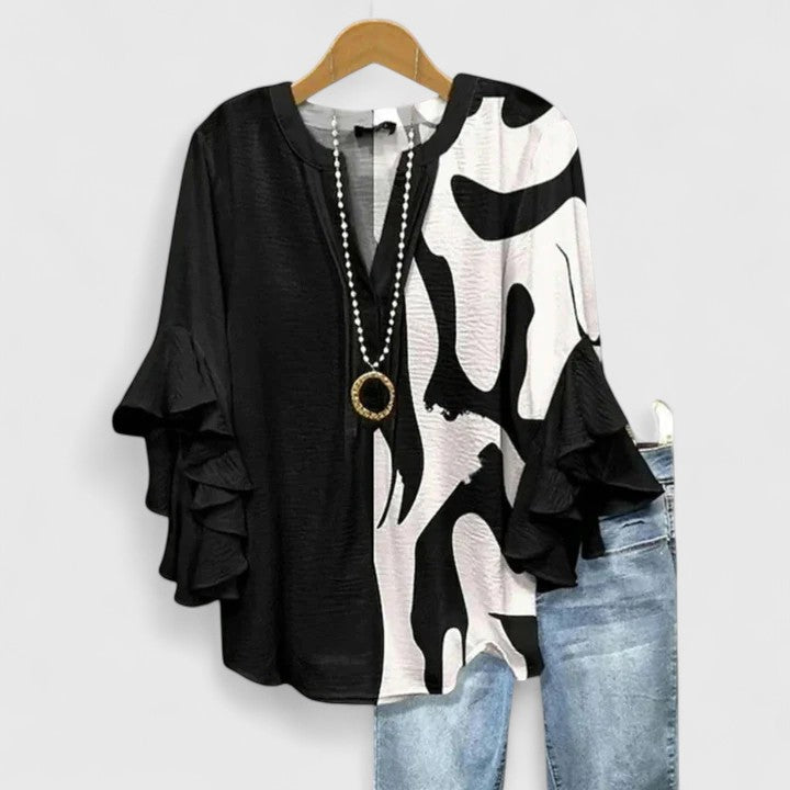 Floral Ruffle Sleeve Blouse