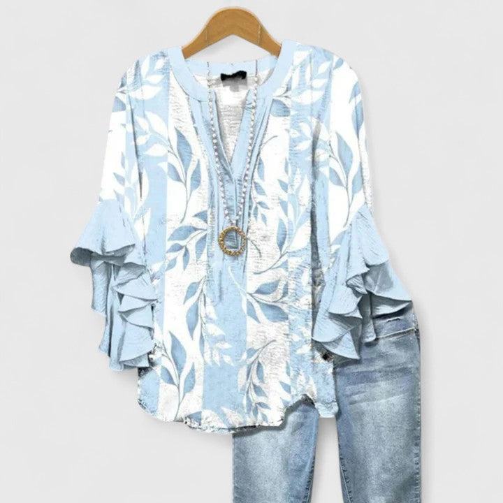 Floral Ruffle Sleeve Blouse