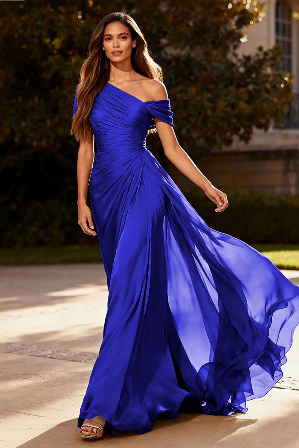 One Shoulder Chiffon Formal Dress