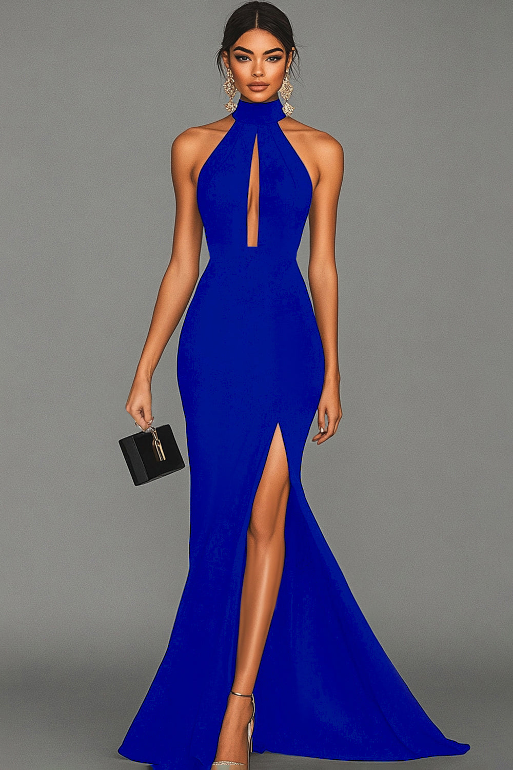 Halter Mermaid Satin Evening Dress