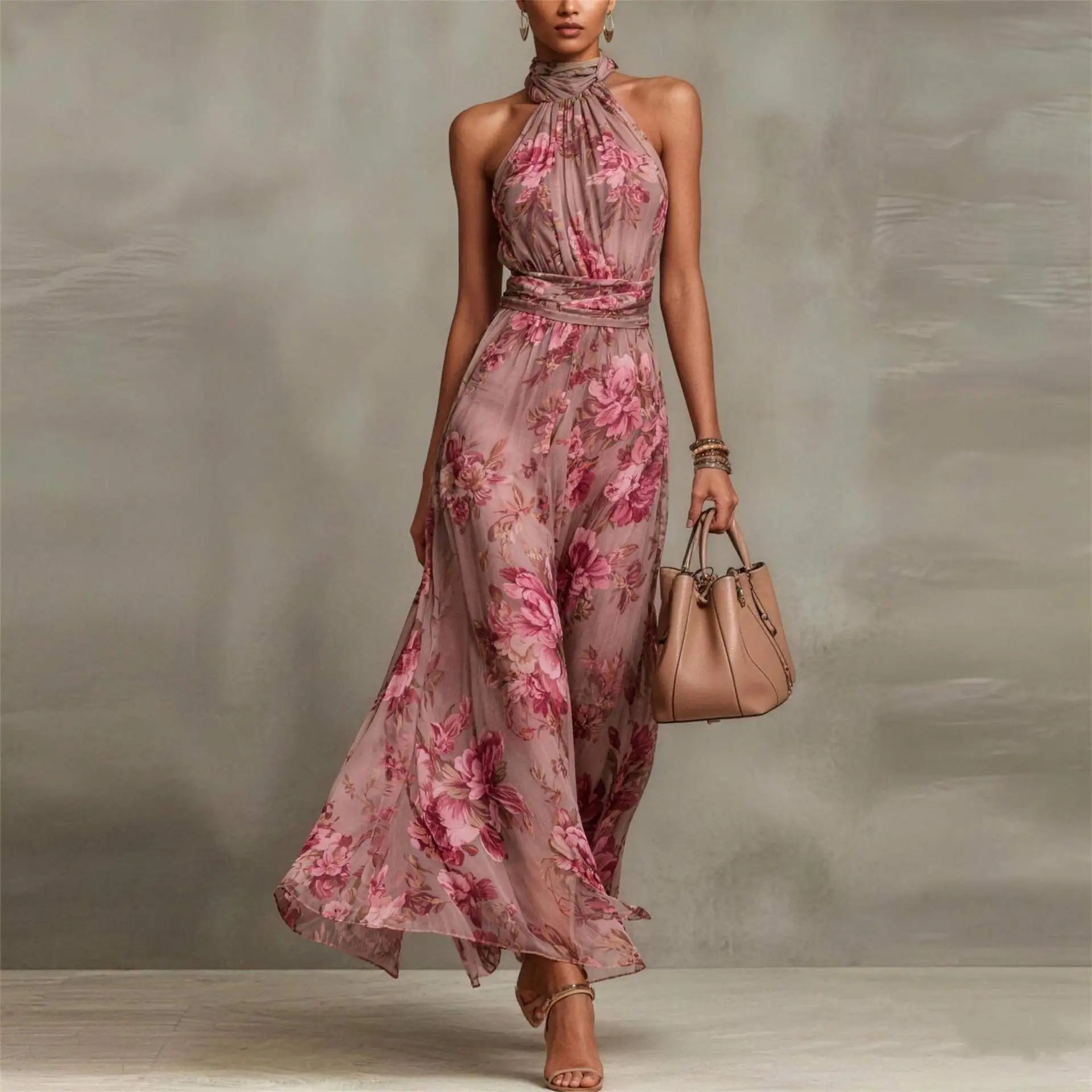 Floral Halter Maxi Dress
