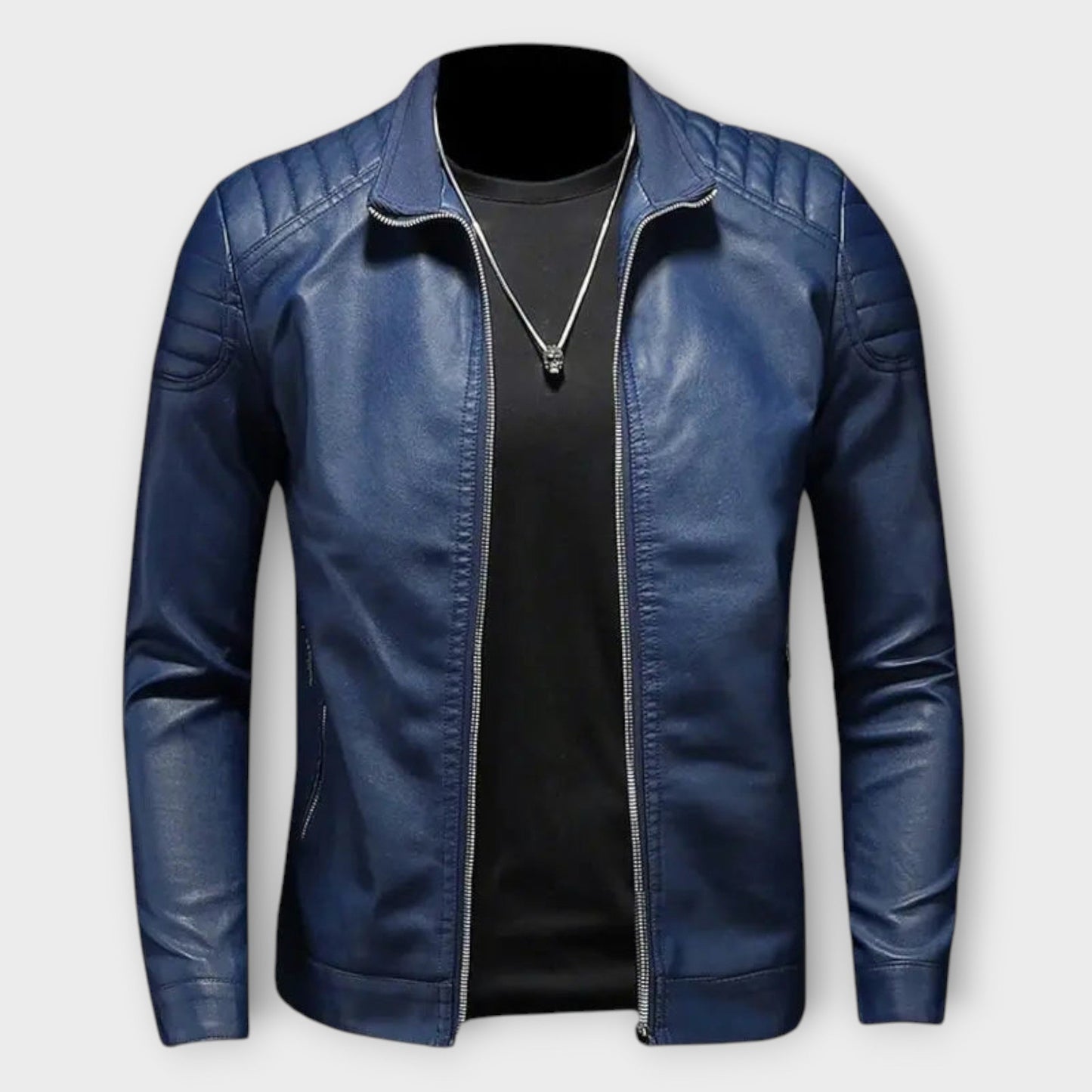 High Collar Leather Jacket