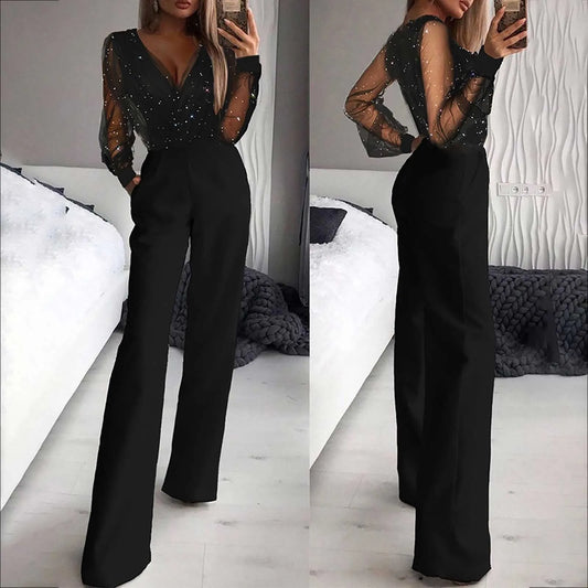 Alberta™ | Glitter-embellished Wide Leg Jumpsuit
