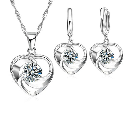 Sterling Silver Heart Necklace and Earrings