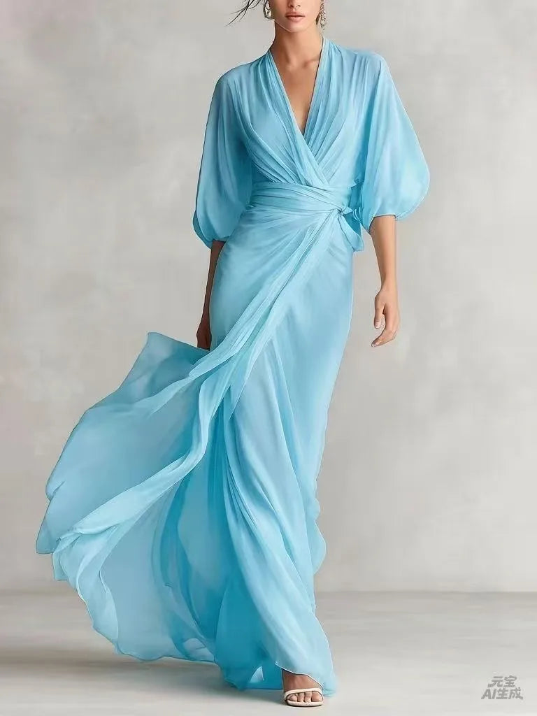 Chiffon Wrap Maxi Dress