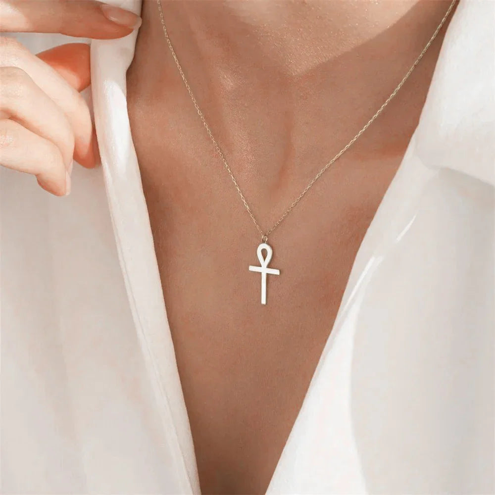 Golden Ankh Pendant Necklace