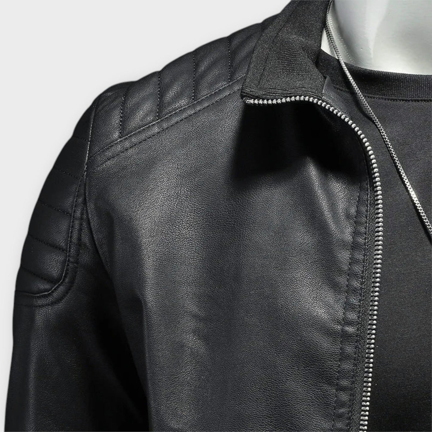 High Collar Leather Jacket
