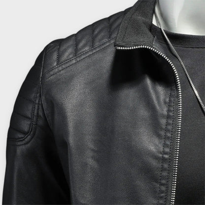 High Collar Leather Jacket